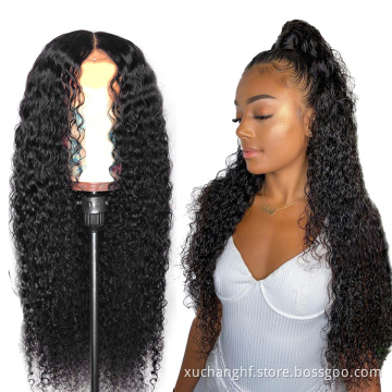 Hanfan Cheap Virgin Natural Water Wave Lace Frontal Human Hair Wig Transparent Swiss Lace Front Closure Wig for Black Women